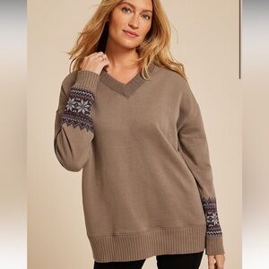 🆕💖Maurices Willowsoft Fair Isle Sleeve Crewneck
